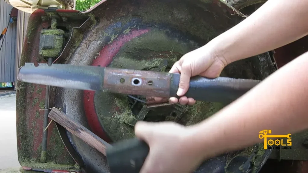 sharpen lawn mower blades with grinder